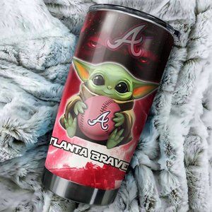 20oz Atlanta Braves MLB Tumbler featuring Baby Yoda